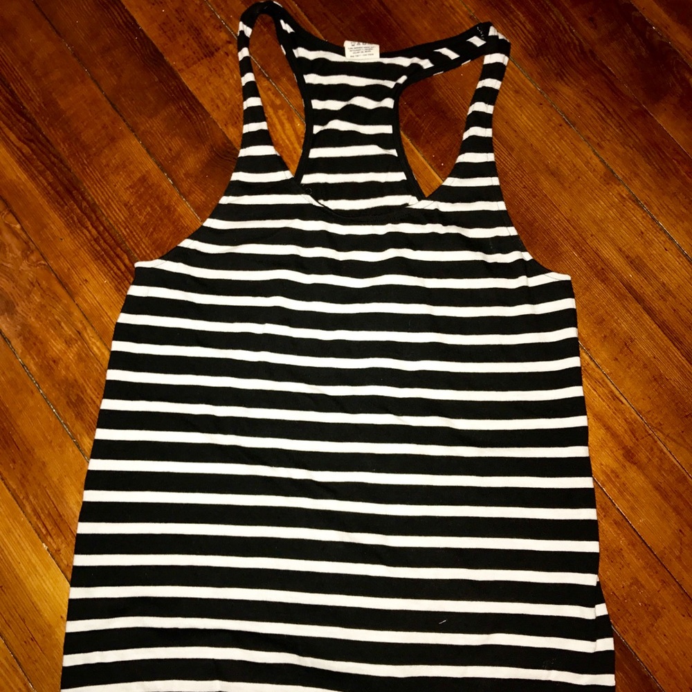 PINK VS black & white stripe tank